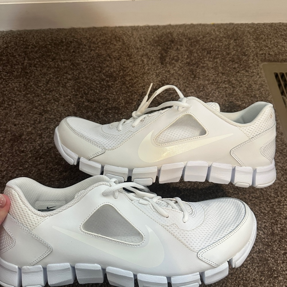 Nike White Mesh Running Shoes